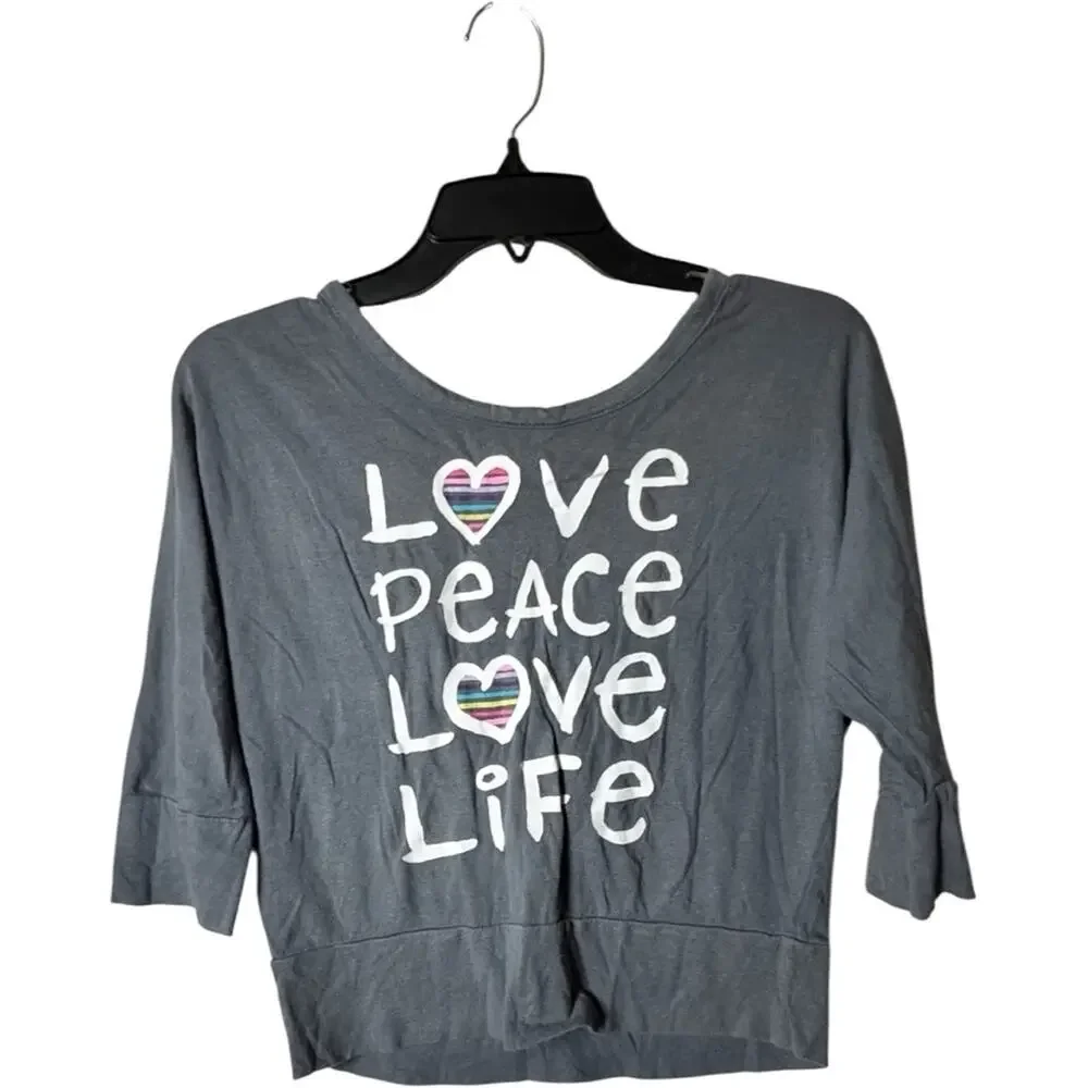 Old Navy Girls Gray Quarter Sleeve Graphic Tee Sz  L